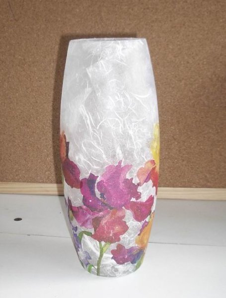 Декупаж вазы при помощи рисовой бумаги и салфеток, фото № 10