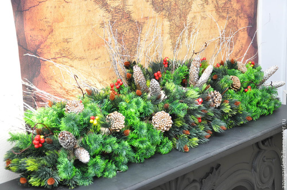 Создаем новогоднюю композицию на камин из искусственных растений, фото № 33