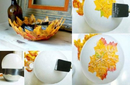 как сделать вазочку из листьев для мелочей