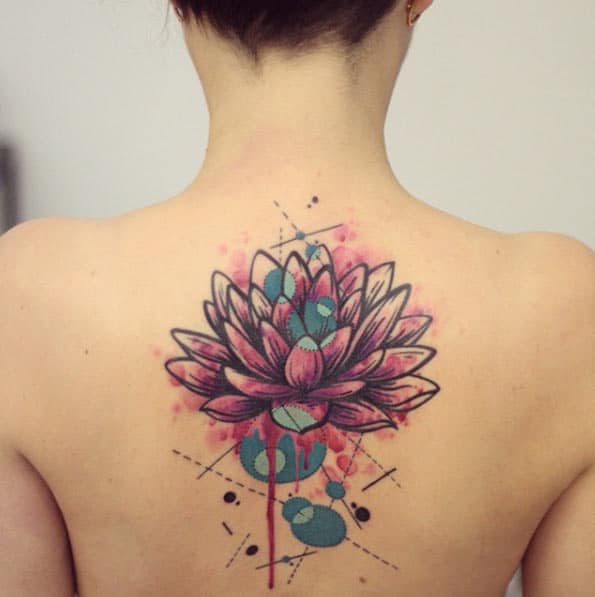 Watercolor Lotus Flower Tattoo by Yanina Viland